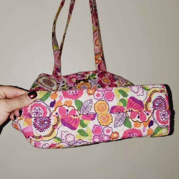 Vera Bradley Pink Floral Shoulder Tote Medium - Picture 6 of 8
